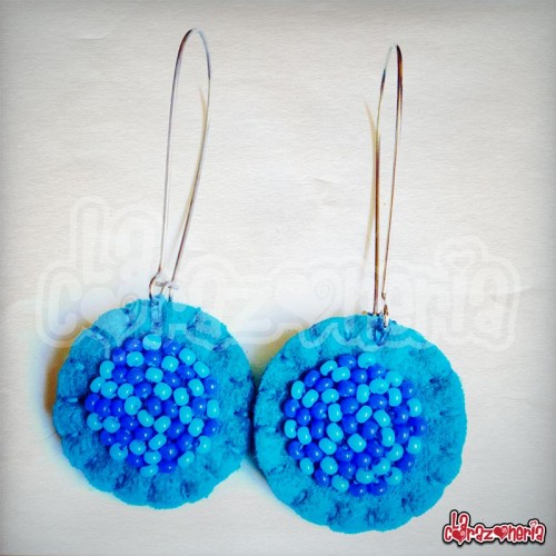 Aretes Largos Circulares en fieltro